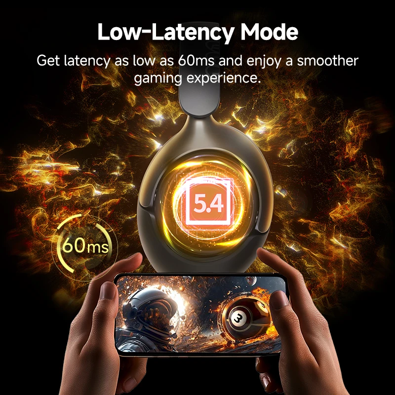 QCY H3 Pro ANC 무선 헤드폰 50dB 소음 차단 LDAC Bluetooth 5.4 오버이어 헤드셋이 포함된 고해상도 공간 오디오 이어폰