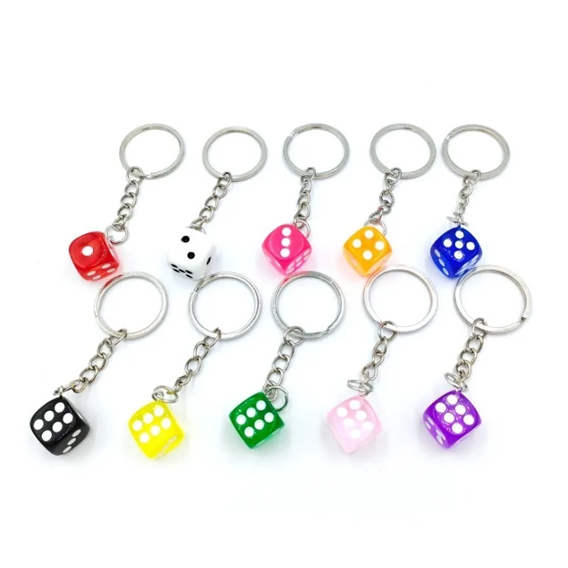자동차 키 체인에 대 한 크리 에이 티브 작은 액세서리 미니 펜 던 트 배낭 교수형 열쇠 고리 독창성 아크릴 주사위 열쇠 고리 반지 선물