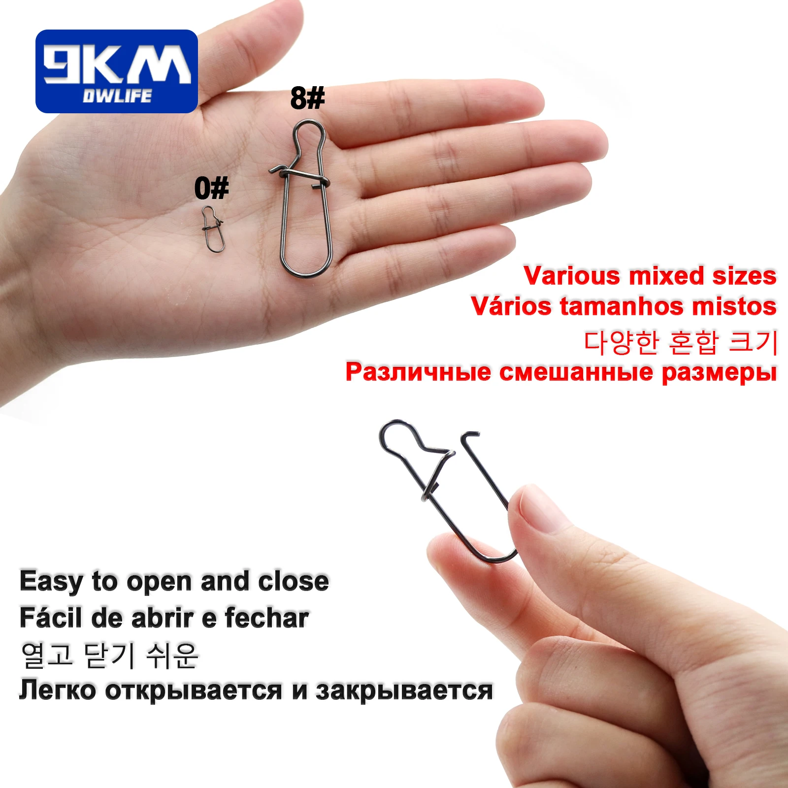 낚시 스냅 빠른 잠금 클립 스테인레스 스틸 낚시 커넥터 태클 듀오 잠금 클립 낚시 회전 솔리드 링 안전 스냅