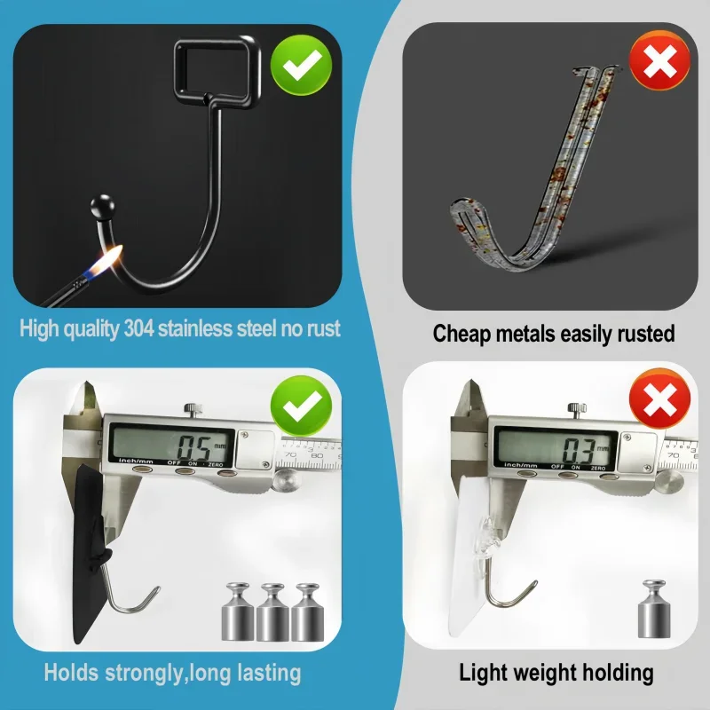 큰 크기 후크 헤비 듀티 22 파운드 방수 접착제 벽 후크 주방 욕실에 대한 네일 프리 투명 방수 후크