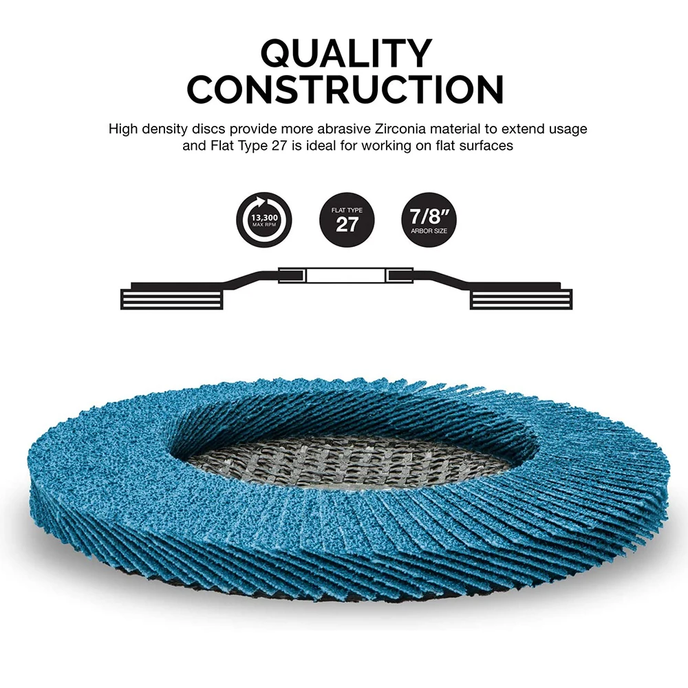 전문가용 플랩 디스크 샌딩 앵글 연마기, 지르코니아 그라인딩 휠, T27, 115mm, 40, 60, 80/120 그릿, 2 개, 5 개, 10 개