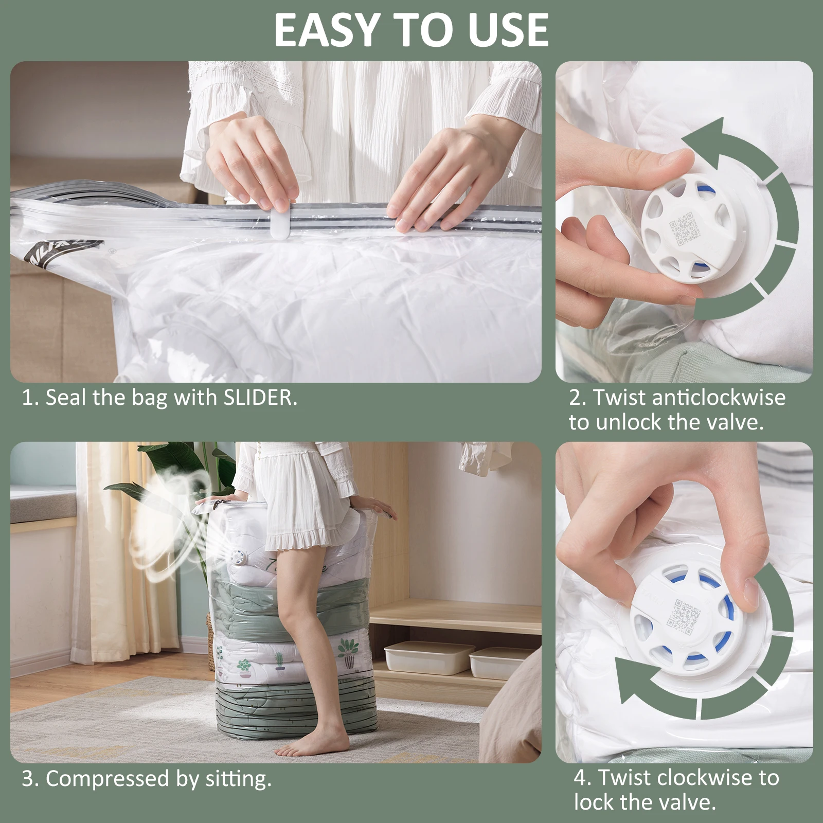 TAILI 큐빅 진공 가방, 의류 담요 보관용 대형 플라스틱 보관 가방, 압축 빈 가방 커버, 여행 포장 가방