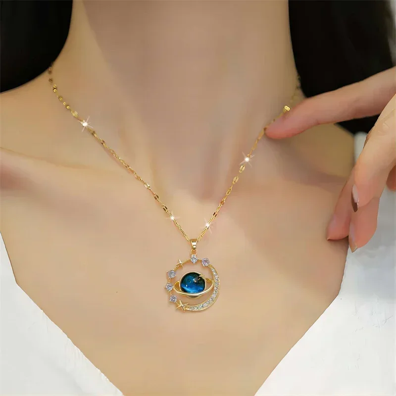 Collares Para Mujer 마이크로 상감 지르코늄 럭셔리 펜던트가 있는 섬세하고 아름다운 별이 빛나는 펜던트 목걸이 Кулон