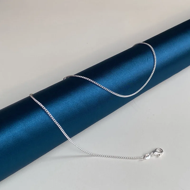 925 스털링 실버 2MM 40-75cm 사이드 체인 목걸이 남성 여성 매력 웨딩 파티 선물 쥬얼리 크리스마스 액세서리