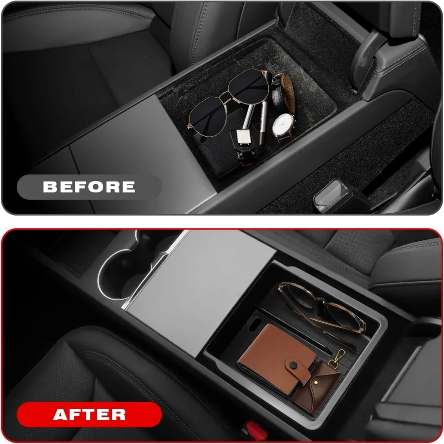 Tesla Model Y Juniper 2025 & Model 3 Highland 2024 2025 ABS 센터 콘솔 주최자 트레이 팔걸이 보관함 액세서리