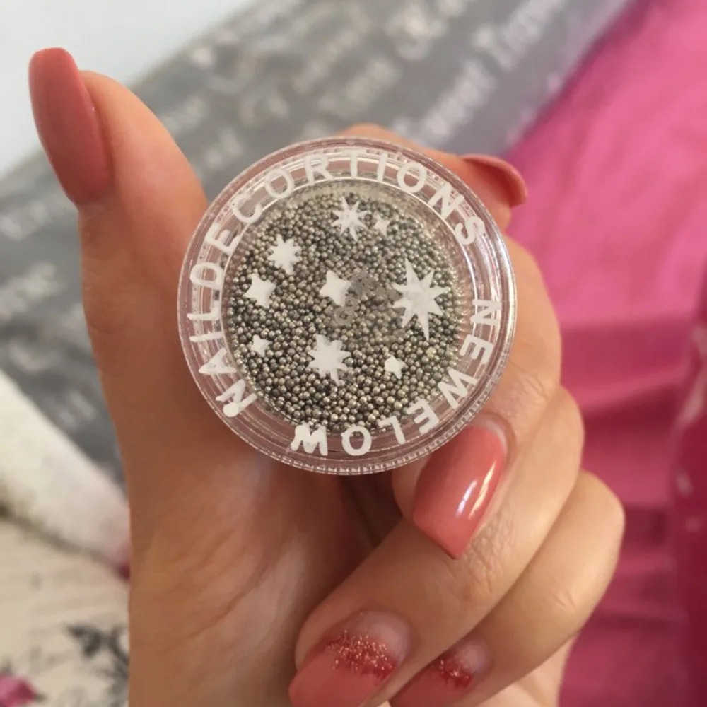 1 병 캐비어 네일 아트 비즈 장식 24 색 마이크로 라운드 볼 0.6-1mm 네일 크리스탈 유리 비즈 3D 네일 라인 석 # PG8/6