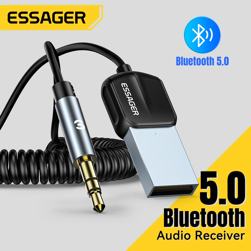 Essager USB 블루투스 5.0 수신기 Aux 블루투스 어댑터 자동차 3.5mm 잭 스피커 자동 Handfree 자동차 오디오 음악 송신기 title=Essager USB 블루투스 5.0 수신기 Aux 블루투스 어댑터 자동차 3.5mm 잭 스피커 자동 Handfree 자동차 오디오 음악 송신기 