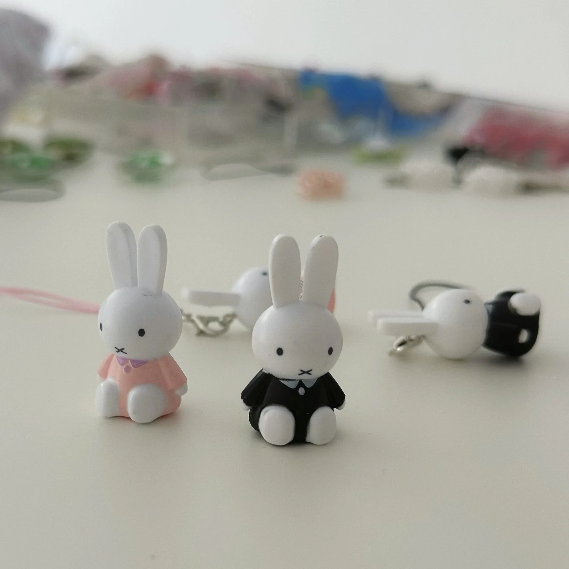 Kawaii Miffy 열쇠 고리 만화 귀여운 배낭 펜던트 장식품 휴대 전화 체인 크리스마스 선물