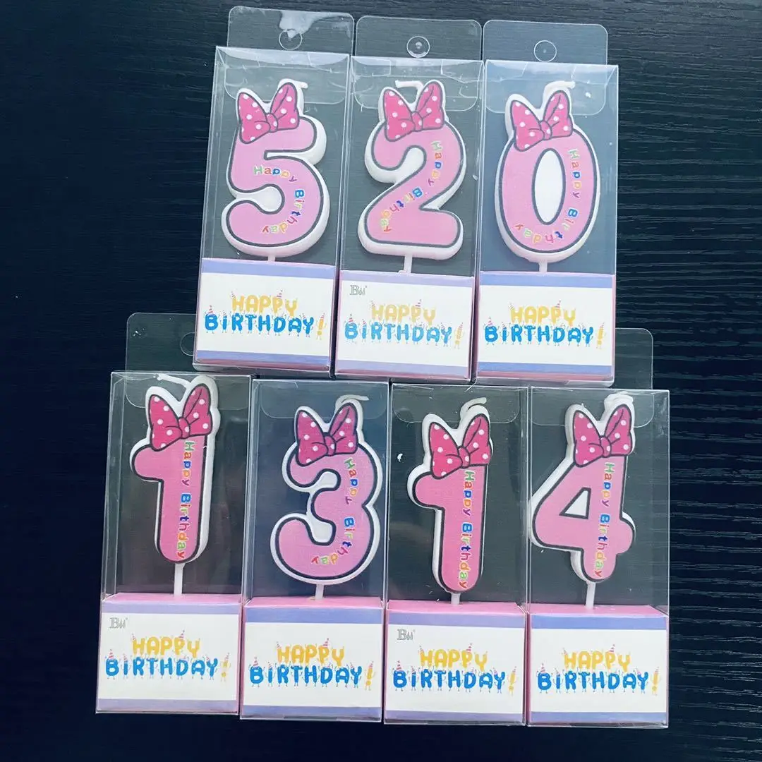 뜨거운 생일 축하 번호 0-9 양초 만화 미키 미니 마우스 촛불 케이크 컵케익 토퍼 파티 장식 용품 DIY 선물