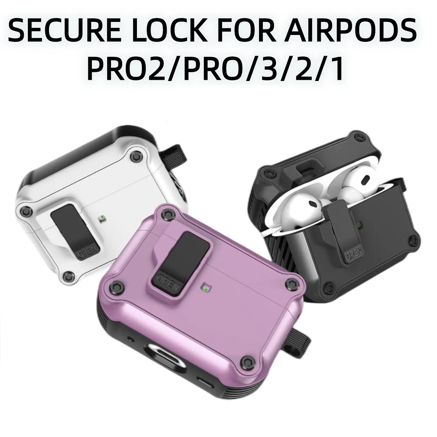 AirPods Pro 2 3 케이스용 보안 잠금 커버 AirPods Pro2 Pro 2세대 2023 케이스 Airpods 4 4th 3 Fundas용 충격 방지 커버