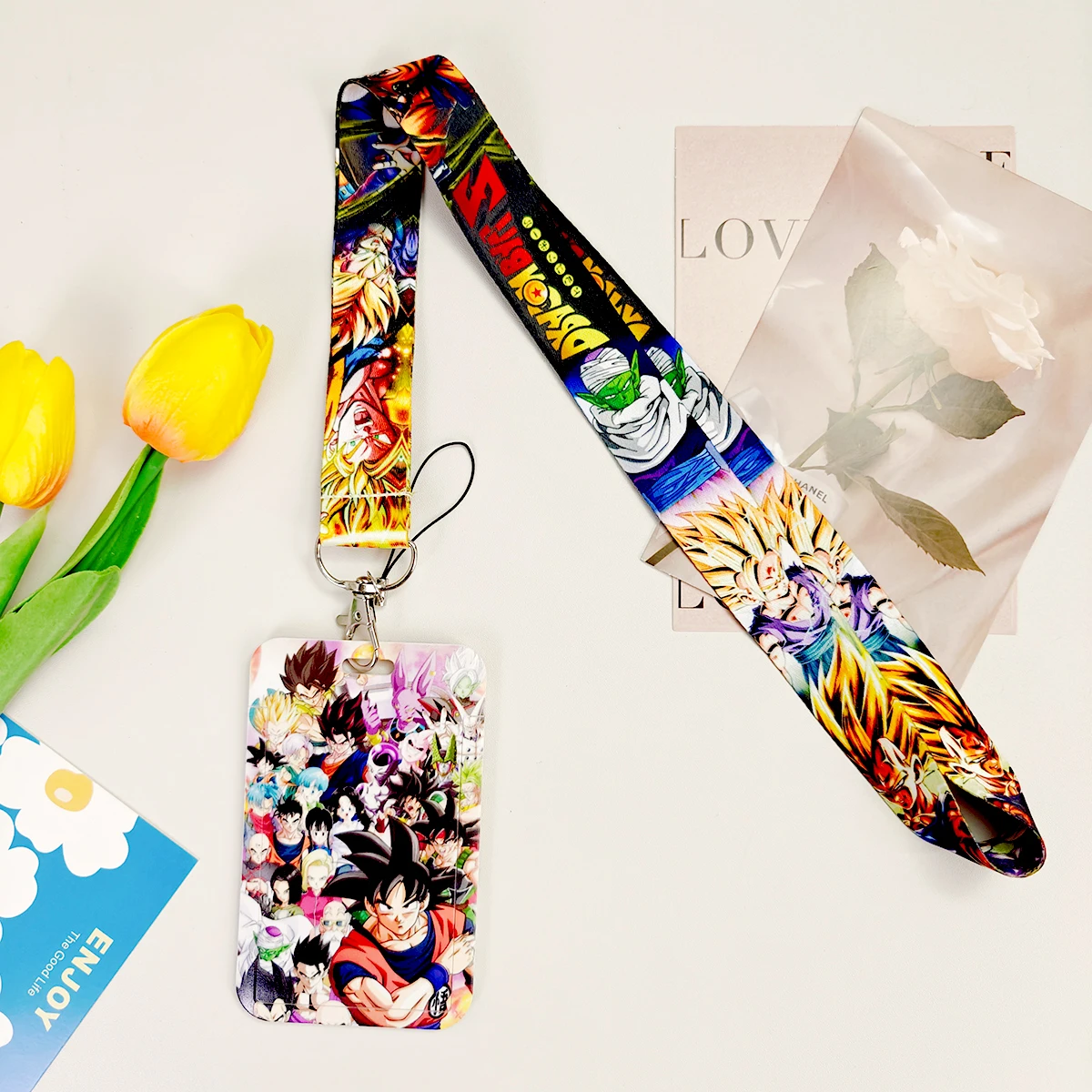 드래곤 볼 자격 증명 홀더 카드 배지 용 키 넥 스트랩 용 일본 애니메이션 매는 밧줄 체육관 키 체인 열쇠 고리 액세서리 선물