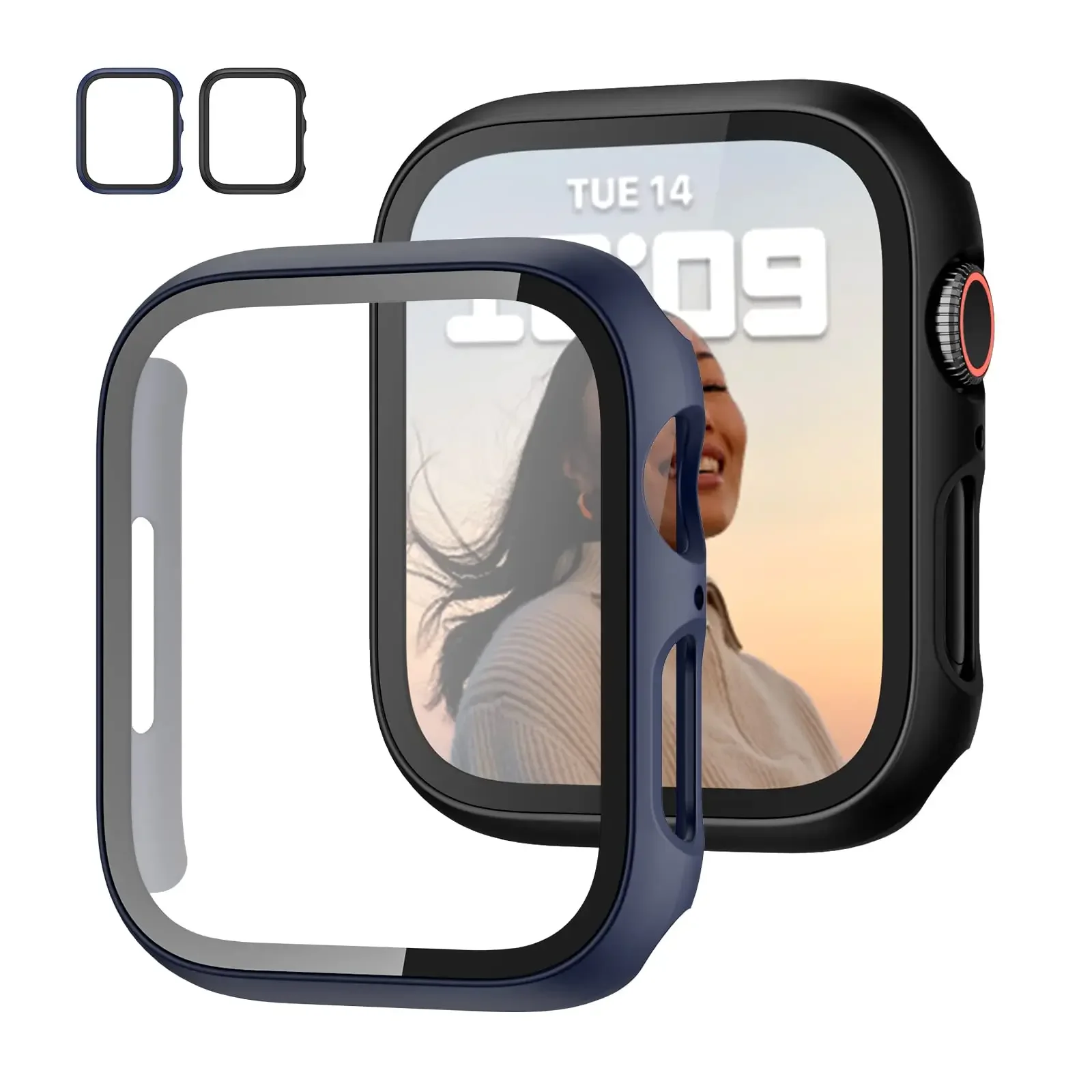 강화 유리 + 케이스 Apple Watch Series 8 7 44mm 45mm 41mm 40mm 42 iwatch 6 SE 5 4 3 화면 보호기 Apple watch 액세서리