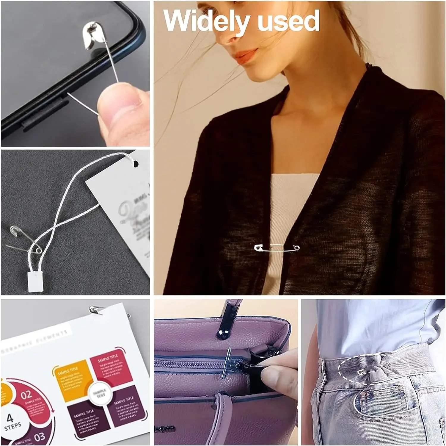 50/100Pcs 안전 핀 19/22/27/32/38/45/55mm 녹 방지 실버 내구성 안전 핀 DIY 공예 봉제 액세서리