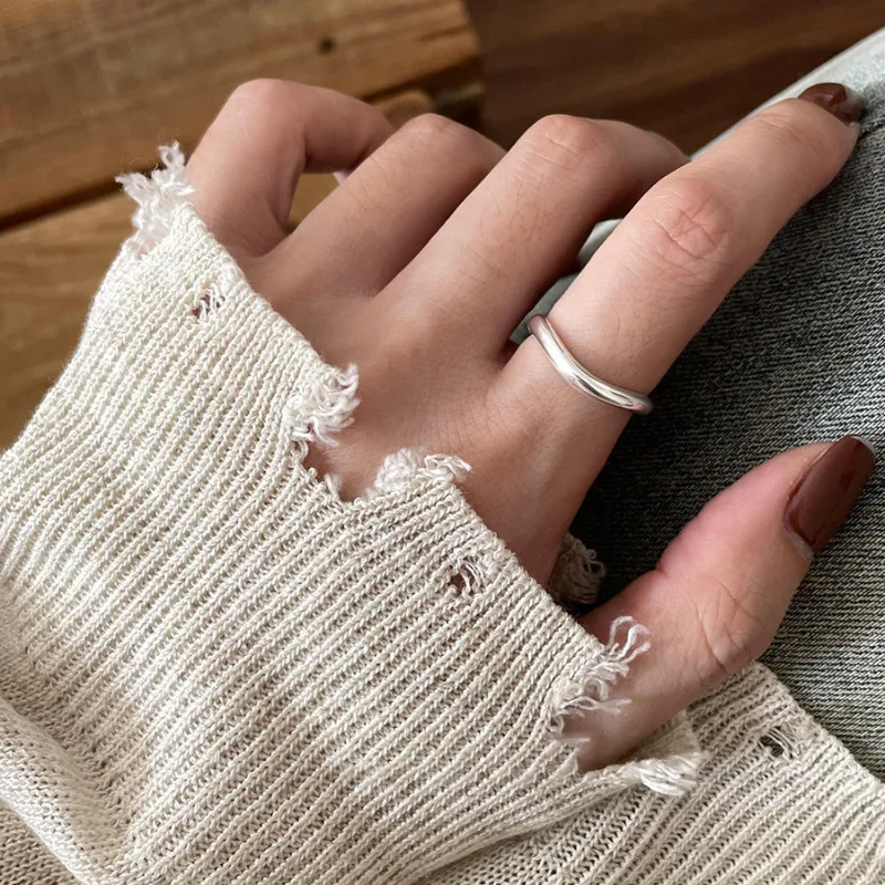 VENTFILLE 925 스털링 실버 여성을위한 불규칙한 반지 기하학 다목적 미니멀리즘 액세서리 보석 선물 Dropshipping