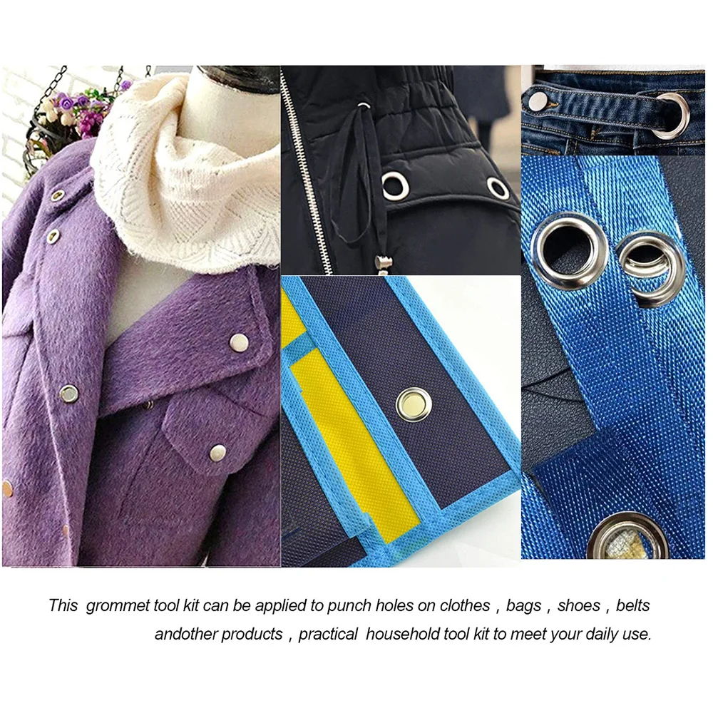 1 세트 그로멧 아일렛 플라이어 세트, 100 세트 4mm 금속 아일렛이있는 아일렛 홀 펀치 플라이어 키트, 가죽 공예 용 그로멧 도구 키트