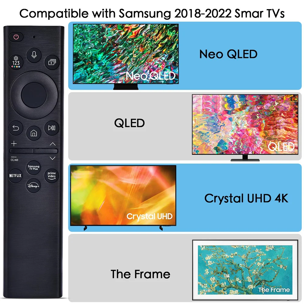 삼성 스마트 TV용 음성 리모컨 BN59-01385A, 2019-2023 크리스탈 UHD 네오 QLED OLED 4K 8K 시리즈 TV (태양광 기능 없음)