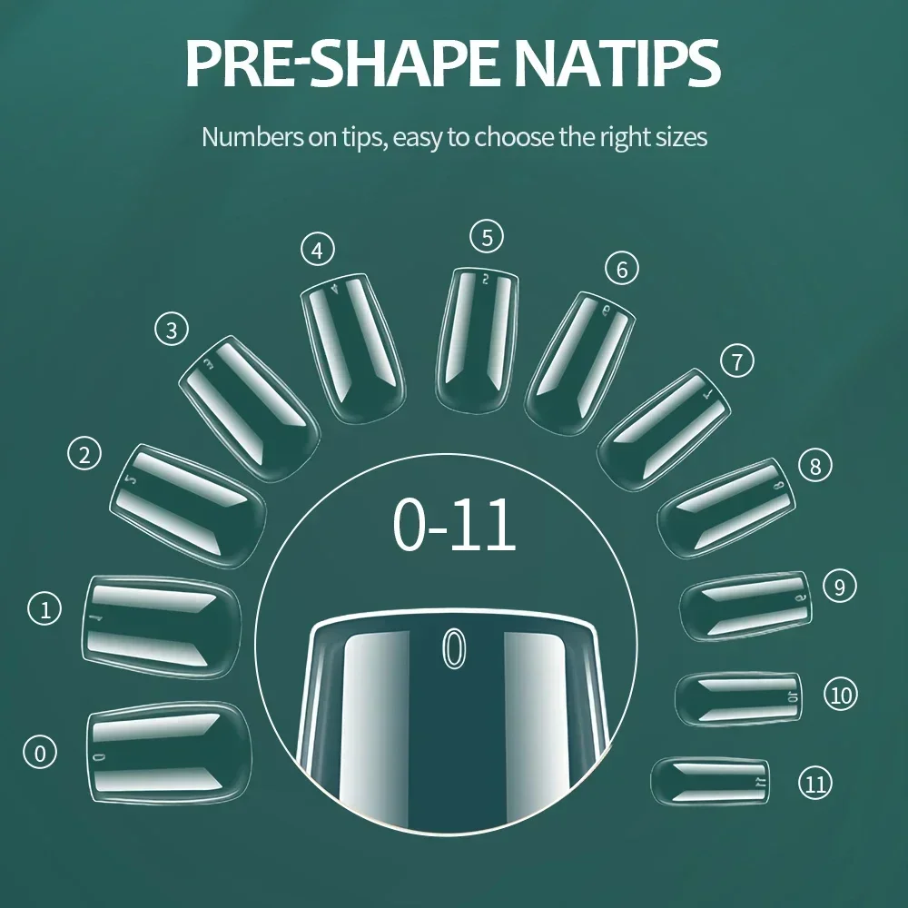 NAILPOP 소프트 젤 네일 팁 600PCS 프리 버프 풀 커버 관 아몬드 타원형 네일 익스텐슨 팁 하프 매트 젤 X 가짜 손톱