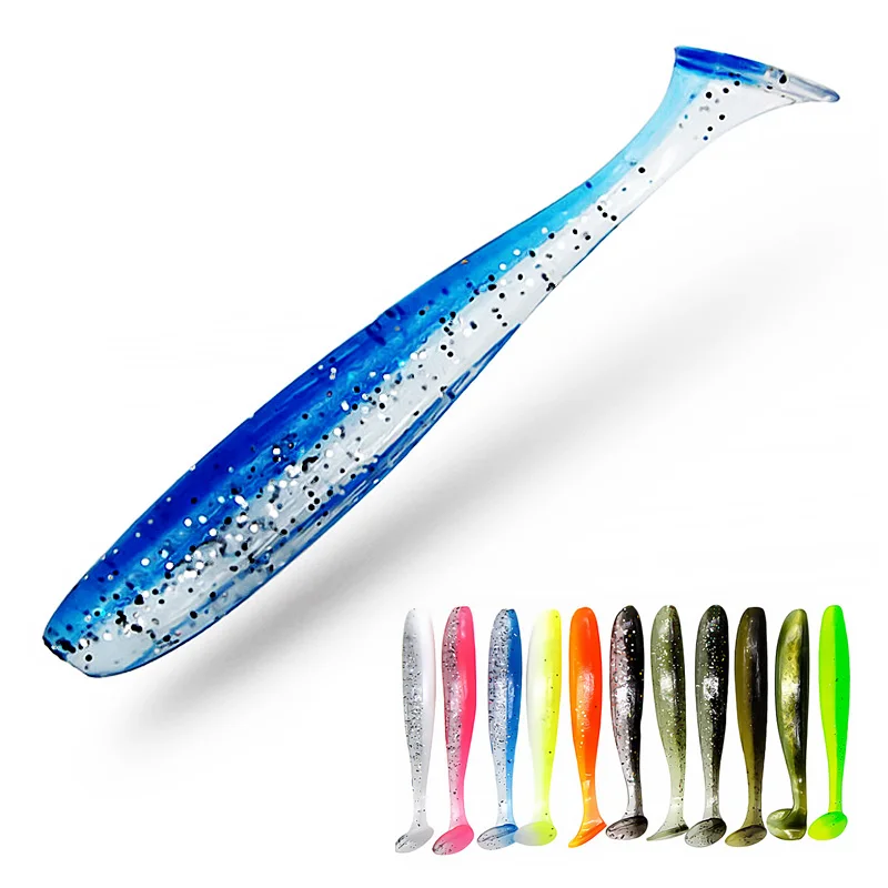 바주카포 100mm 150mm 낚시 미끼 큰 쉬운 샤이너 쉐드 웜 실리콘 T 테일 소프트 미끼 워블러 Swimbait Pesca Bass Pike Winter