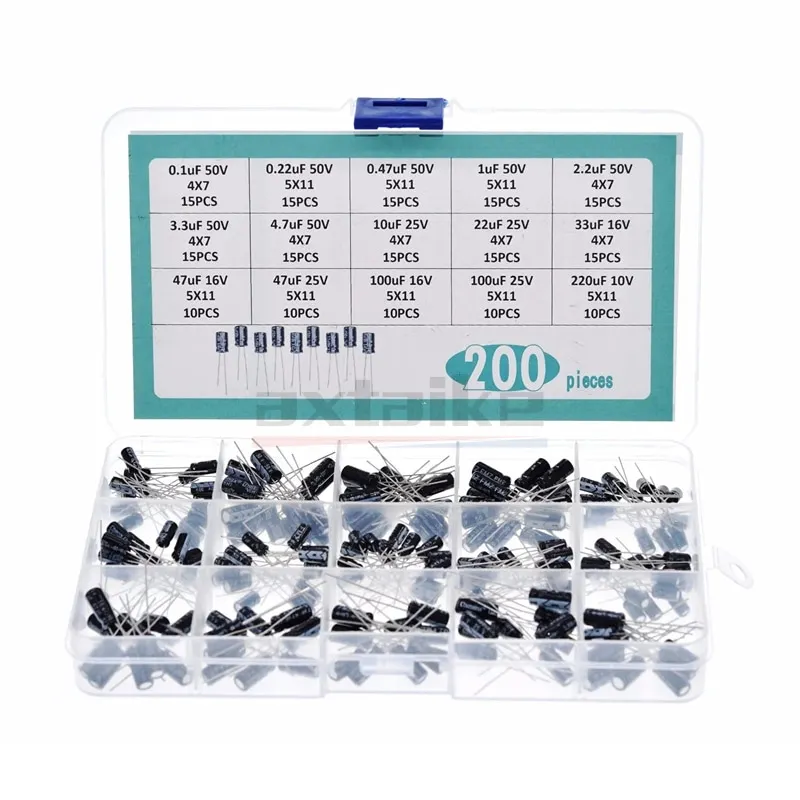 120/200/500Pcs 16V 25V 50V 0.1 미크로포맷 - 1000 미크로포맷 알루미늄 전해 커패시터 모듬 키트 상자 1 미크로포맷 4.7 미크로포맷 10 미크로포맷 47 미크로포맷 220 미크로포맷 330 미크로포맷 470 미크로포맷