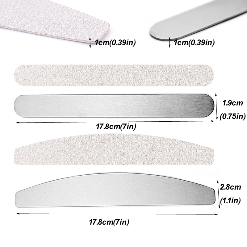 10 Pcs 하프 문 이동식 사포 네일 파일 스틸 핸들 80/100/180/240 금속 교체 파일 패드 일회용 매니큐어