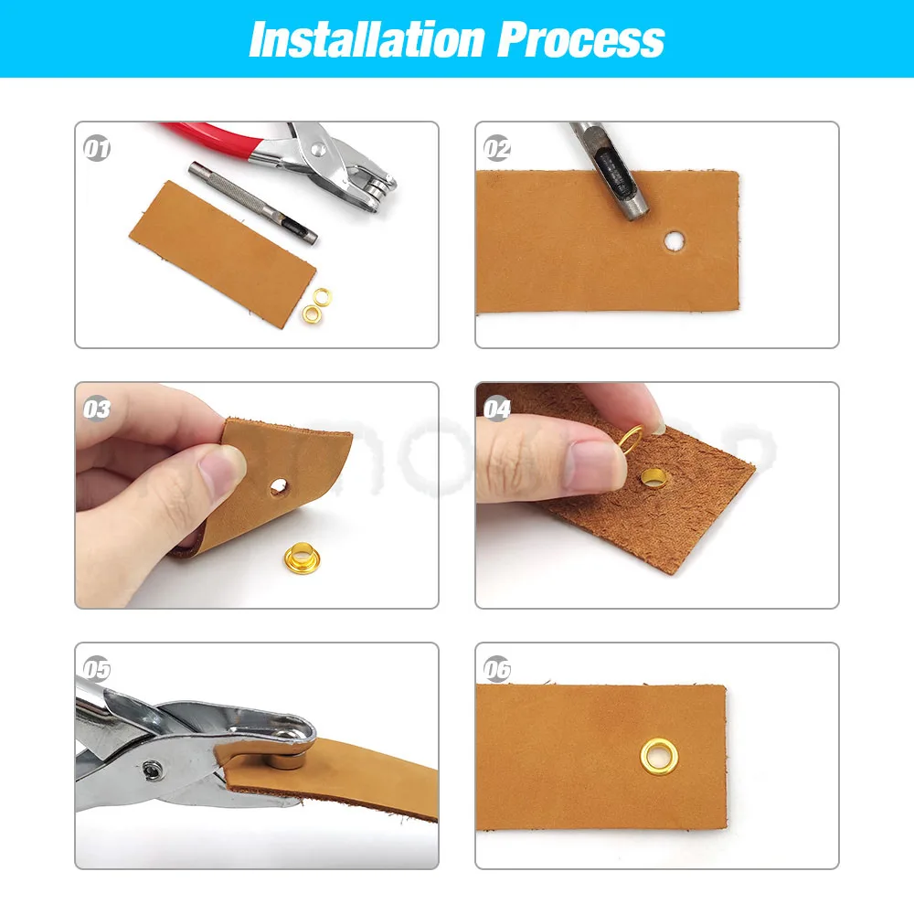 1 세트 그로멧 아일렛 플라이어 세트, 100 세트 4mm 금속 아일렛이있는 아일렛 홀 펀치 플라이어 키트, 가죽 공예 용 그로멧 도구 키트