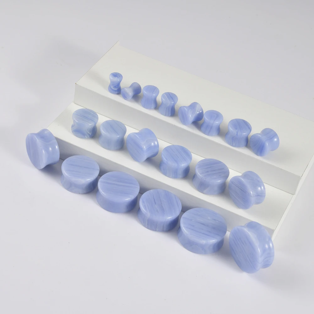 천연석 더블 플레어 플러그 오팔 쿼츠 이어 터널 게이지, 컬러풀 스톤 이어 익스팬더, 웨이트 바디 피어싱 쥬얼리, 2 개