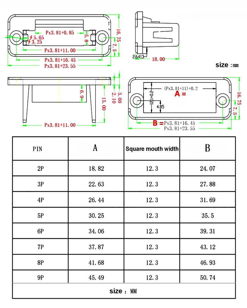 1 세트 15EDGWC 피치 3.81mm 2P/3P/4P/5P/6P/8P/9P 플러그 가능 터미널 블록 커넥터 JM15EDGKM 3.81mm 피치