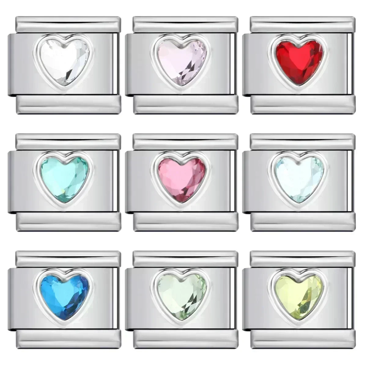 새로운 로맨틱 러브 하트 스파클링 이탈리아 매력 링크 팔찌 스테인레스 스틸 쥬얼리 DIY 여자 친구 발렌타인 데이 선물 만들기 title=새로운 로맨틱 러브 하트 스파클링 이탈리아 매력 링크 팔찌 스테인레스 스틸 쥬얼리 DIY 여자 친구 발렌타인 데이 선물 만들기