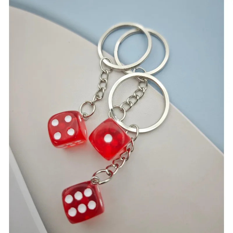 자동차 키 체인에 대 한 크리 에이 티브 작은 액세서리 미니 펜 던 트 배낭 교수형 열쇠 고리 독창성 아크릴 주사위 열쇠 고리 반지 선물