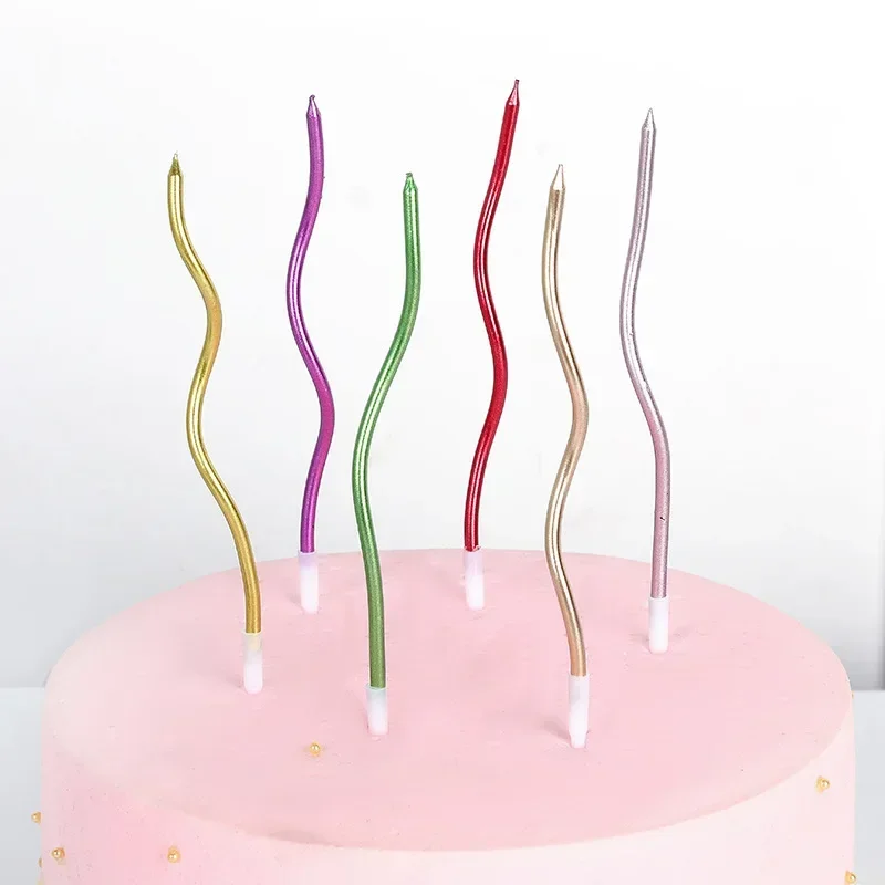 커브드 케이크 촛불 생일 베이비 샤워 컵케이크 장식, 웨딩 파티 장식 용품, 방 장식, 6 개