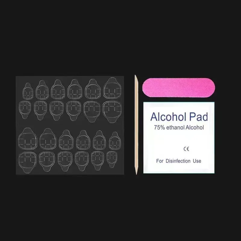 24 Pcs 프랑스어 디자인 가짜 발가락 손톱 프레스 발가락 손톱 여름 거짓 손톱 아크릴 재사용 가능한 발가락 손톱 도구 키트로 장식 된 손톱