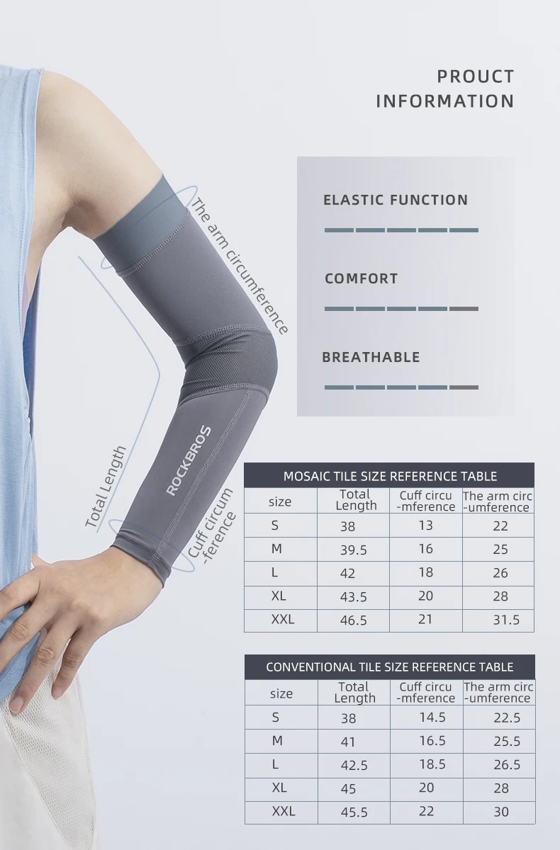 ROCKBROS 아이스 패브릭 러닝 캠핑 슬리브 통기성 슬리브 빠른 건조 팔 보호 UV400 팔 커버 여름 스포츠 안전 장비