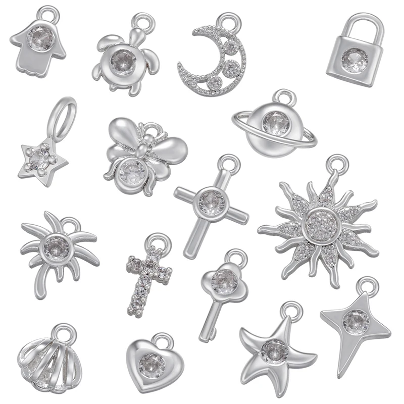 ZHUKOU 여성용 골드 컬러 썬문 미니 참, 수제 귀걸이 목걸이, 쥬얼리 액세서리 공급, 도매 VD1147