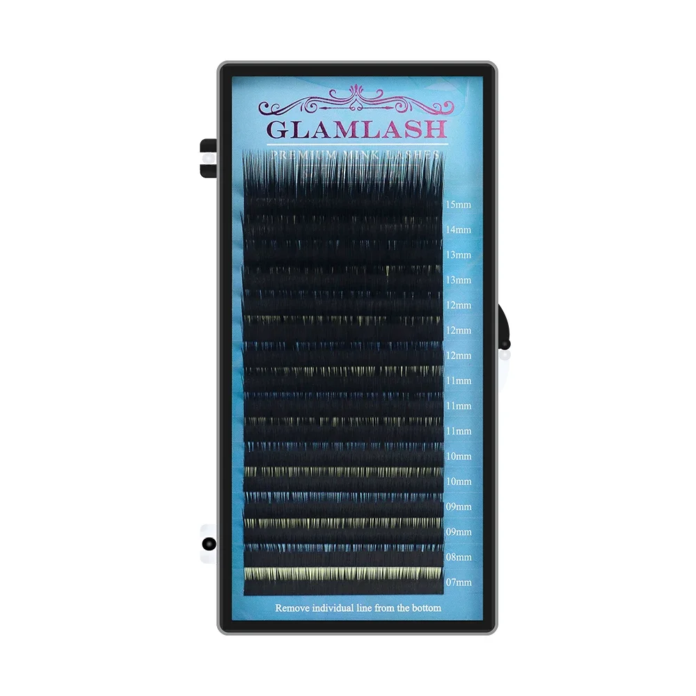 GLAMLASH 믹스 7~15/15-20/20-25mm 수제 한국어 Pbt J/B/C/D/L/LU(M) 컬 속눈썹 연장 천연 소프트 인조 밍크 래쉬