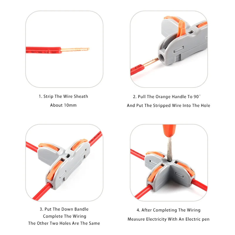 미니 T 레일 타입 와이어 커넥터, 빠른 범용 소형 도체 배선 케이블, 전기 커넥터, 푸시 인 버트 터미널 블록