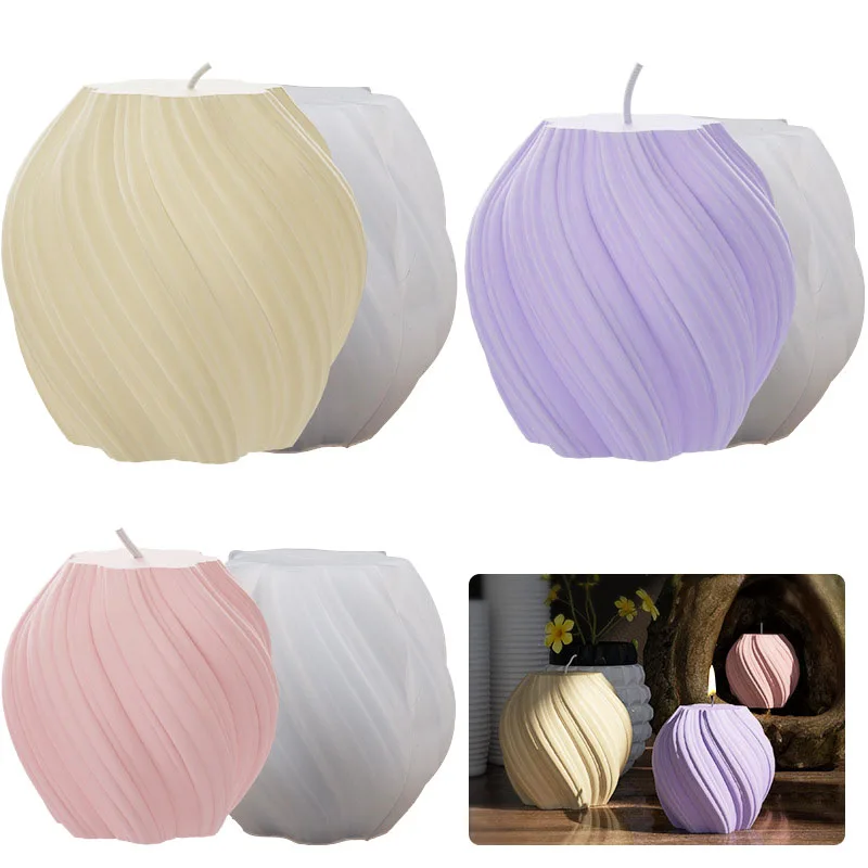 3D 회전 기둥 양초 실리콘 금형 기하학적 웨이브 양초 왁스 금형 DIY 추상 미술 비누 수지 석고 금형 홈 공예 장식