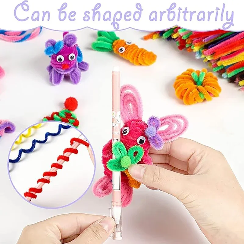 100/50Pcs 셔닐 실 줄기 대량 22 색 셔닐 실 파이프 클리너 줄기 어린이 예술 및 공예 프로젝트 및 장식 (6 mm x 12 인치)