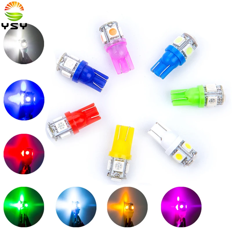 YSY 큰 프로모션 T10 W5W 168 194 Led 라이트 앰버 화이트 5050 SMD 5 LED 자동차 자동 사이드 웨지 테일 라이트 헤드 라이트 램프 전구 DC12V