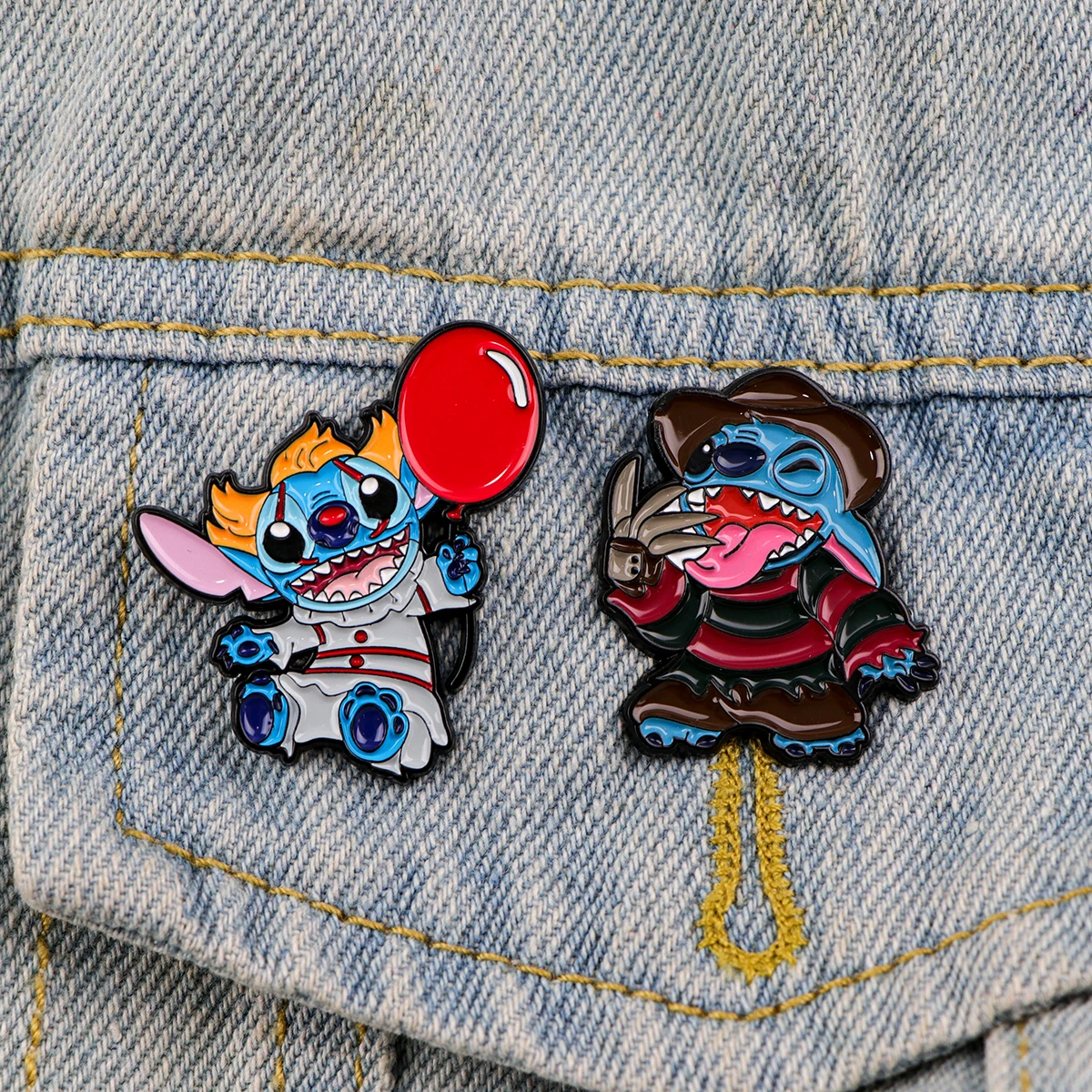 여성을위한 만화 스티치 에나멜 핀 브로치 배낭에 옷깃 핀 배지 의류 액세서리 패션 쥬얼리 할로윈 선물