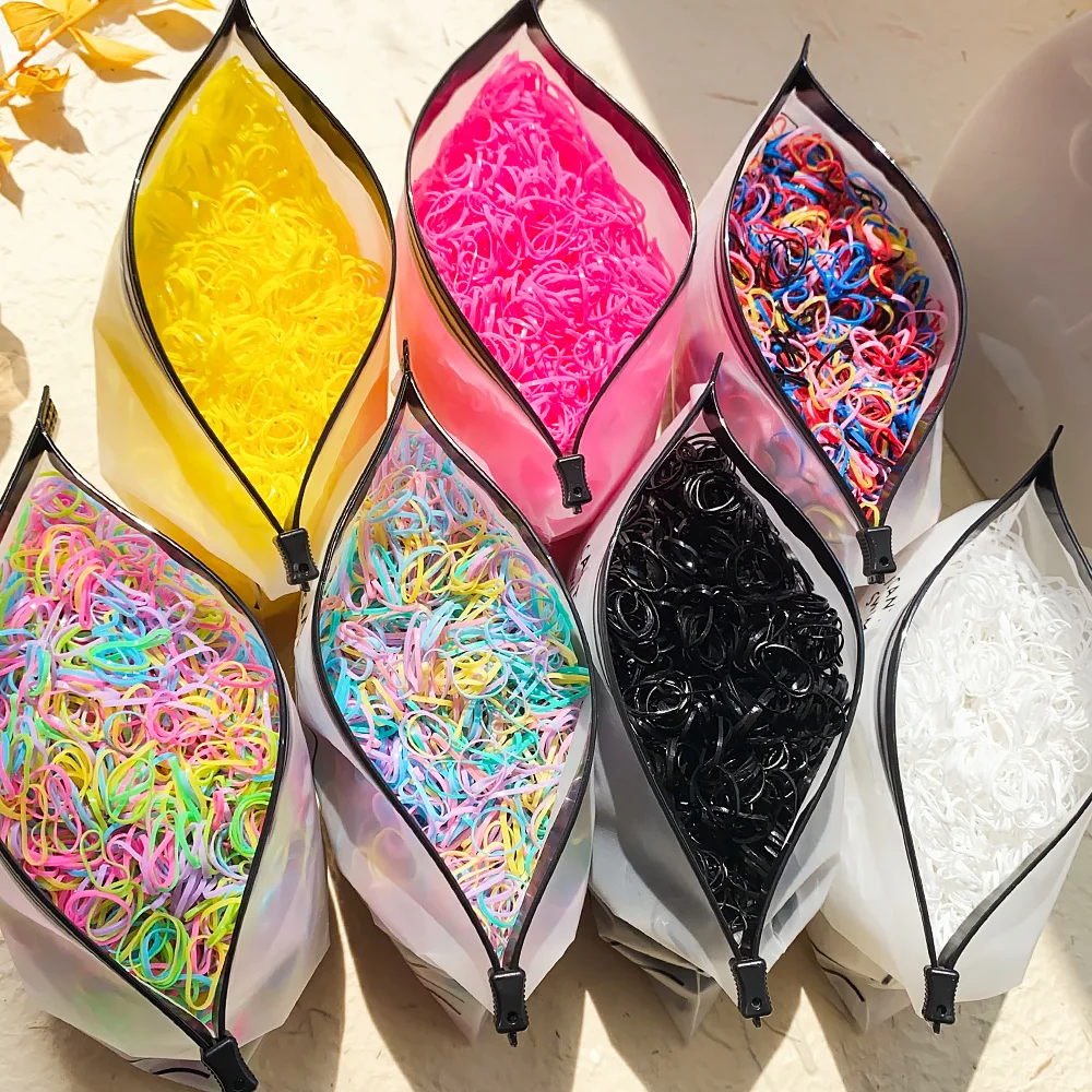 500pcs 소녀 다채로운 일회용 고무 밴드 헤어 넥타이 머리띠 어린이 포니 테일 홀더 밴드 어린이 헤어 액세서리 Scrunchie