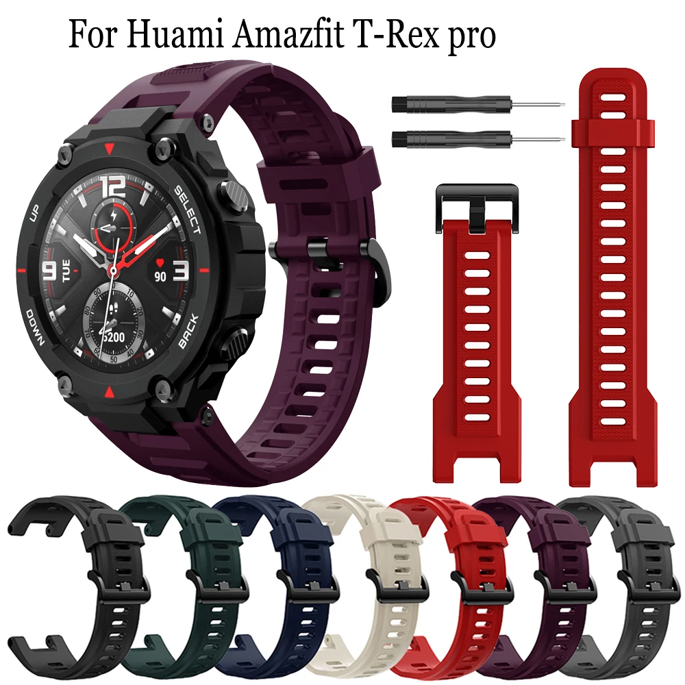 Xiaomi Huami Amazfit T-rex Pro Correa 용 Huami Amazfit T-REX 스포츠 손목 밴드 시계 밴드 용 도구가있는 실리콘 팔찌 스트랩 title=Xiaomi Huami Amazfit T-rex Pro Correa 용 Huami Amazfit T-REX 스포츠 손목 밴드 시계 밴드 용 도구가있는 실리콘 팔찌 스트랩 