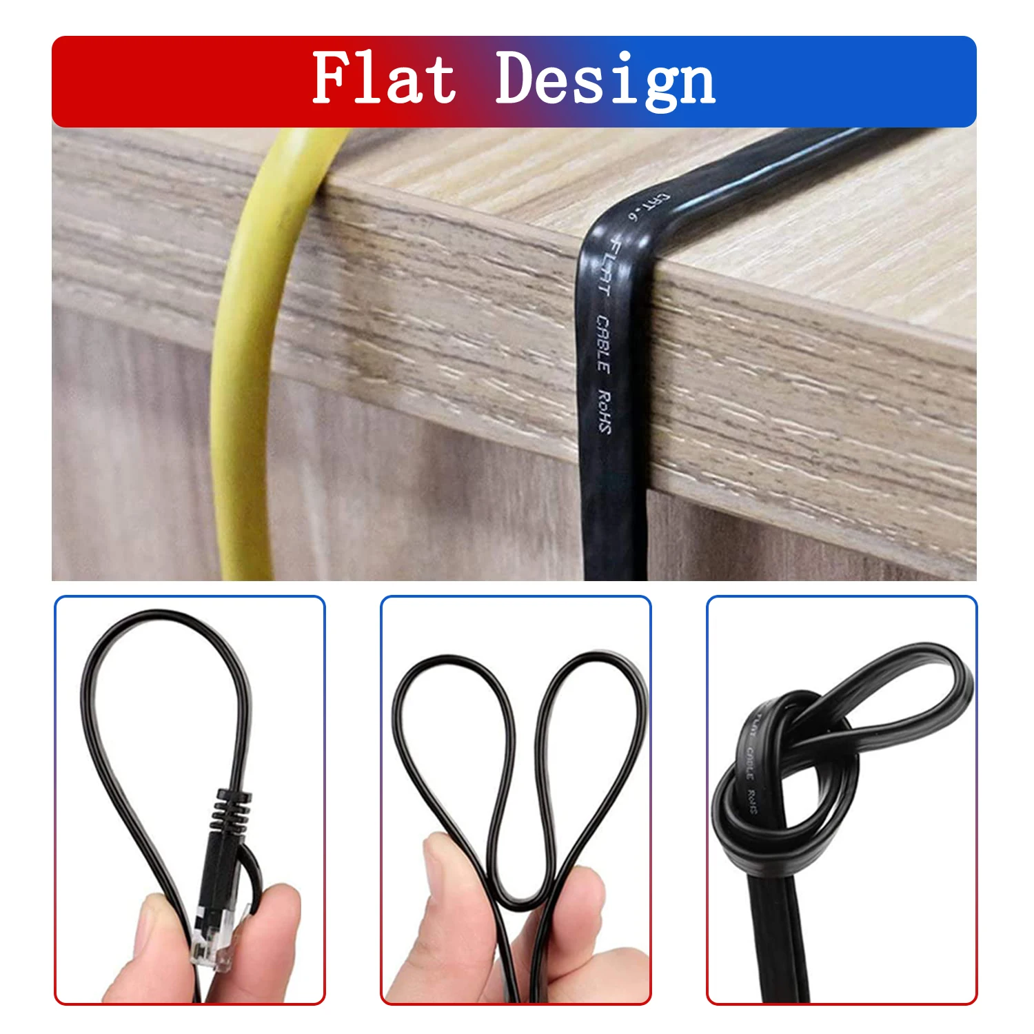 HENGSUR CAT6 이더넷 케이블 5M 10M 20M 30M 플랫 인터넷 네트워크 케이블 RJ45 패치 코드 LAN 라우터 모뎀 케이블 이더넷 Cat6