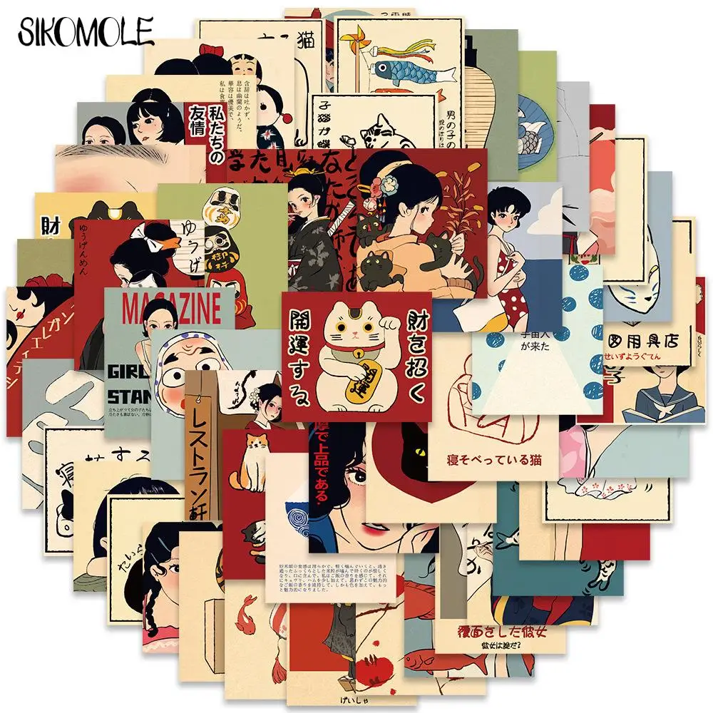 10/30/50PCS 만화 봄날 일본식 낙서 스티커 Kawaii DIY 여행 수하물 기타 냉장고 노트북 스티커 아이 데칼