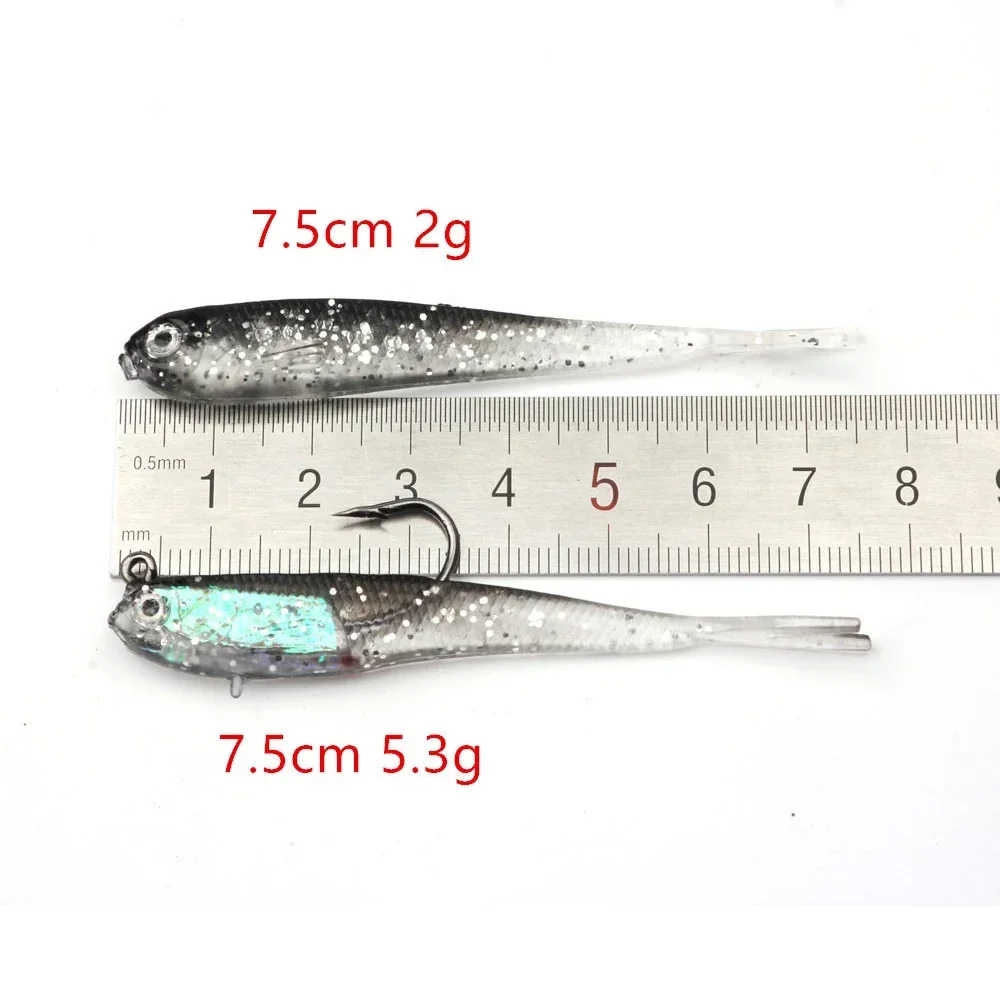 5Pcs 소프트 루어 7cm/6g 분할 꼬리 리드 물고기 Swimbaits 후크와 바닷물에 대 한 실리콘 인공 낚시 미끼
