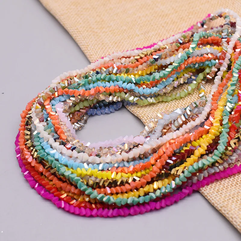 DIY 귀걸이 목걸이 제작용 삼각형 크리스탈 비즈, 매력적인 크리스탈 유리 루즈 비즈, 새로운 색상, 4mm, 130 개