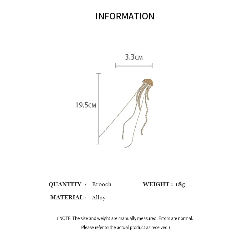 남성용 절묘한 해파리 브로치, 세트 핀, 반짝이는 라인석 진주, 긴 술 브로치, 여성용 원피스 파티 액세서리, 패션