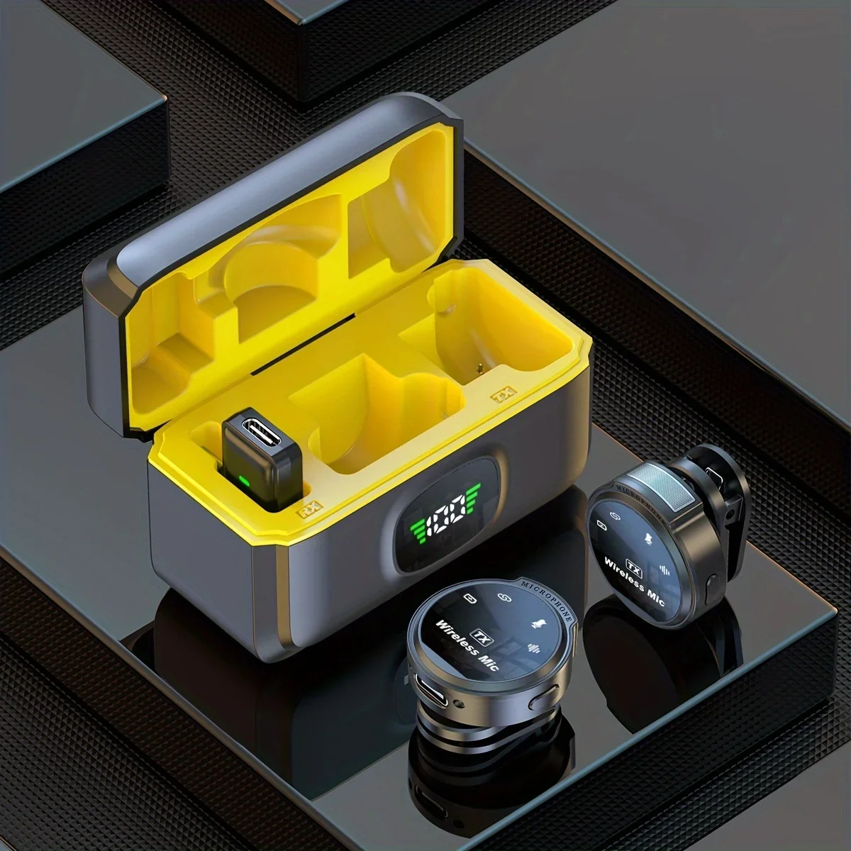 J6 무선 라발리에 마이크 플러그 앤 플레이 핀 마이크, 원활한 비디오 녹화, 블로깅, 라이브 스트리밍 및 인터뷰용