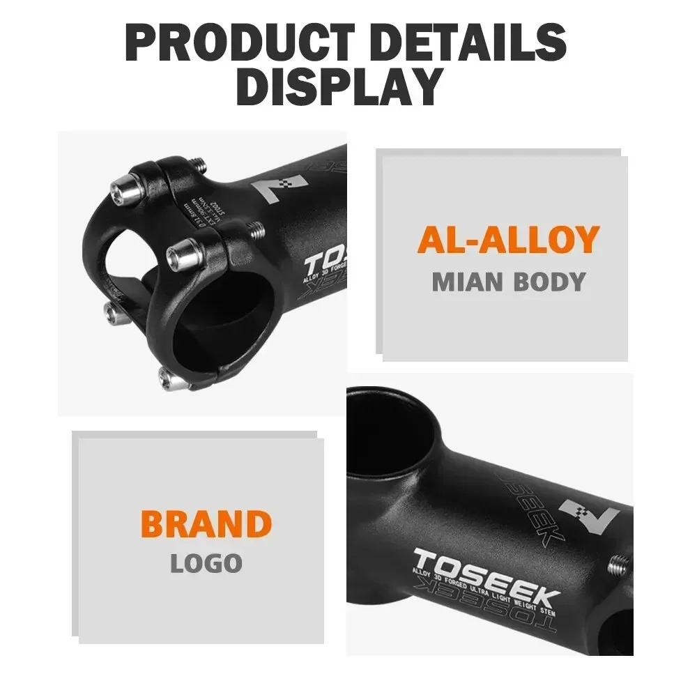 TOSEEK 자전거 핸들 줄기 60/70/80/90/100mm MTB 줄기 28.6mm 31.8mm 네거티브 전력 Mtb 경량 도로 자전거 테이블