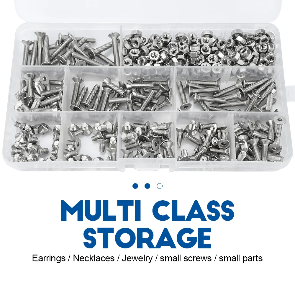 NINDEJIN 멀티 그리드 플라스틱 상자 조정 가능한 구획 보석 주최자 상자 친환경 PP 투명 보석 나사 상자