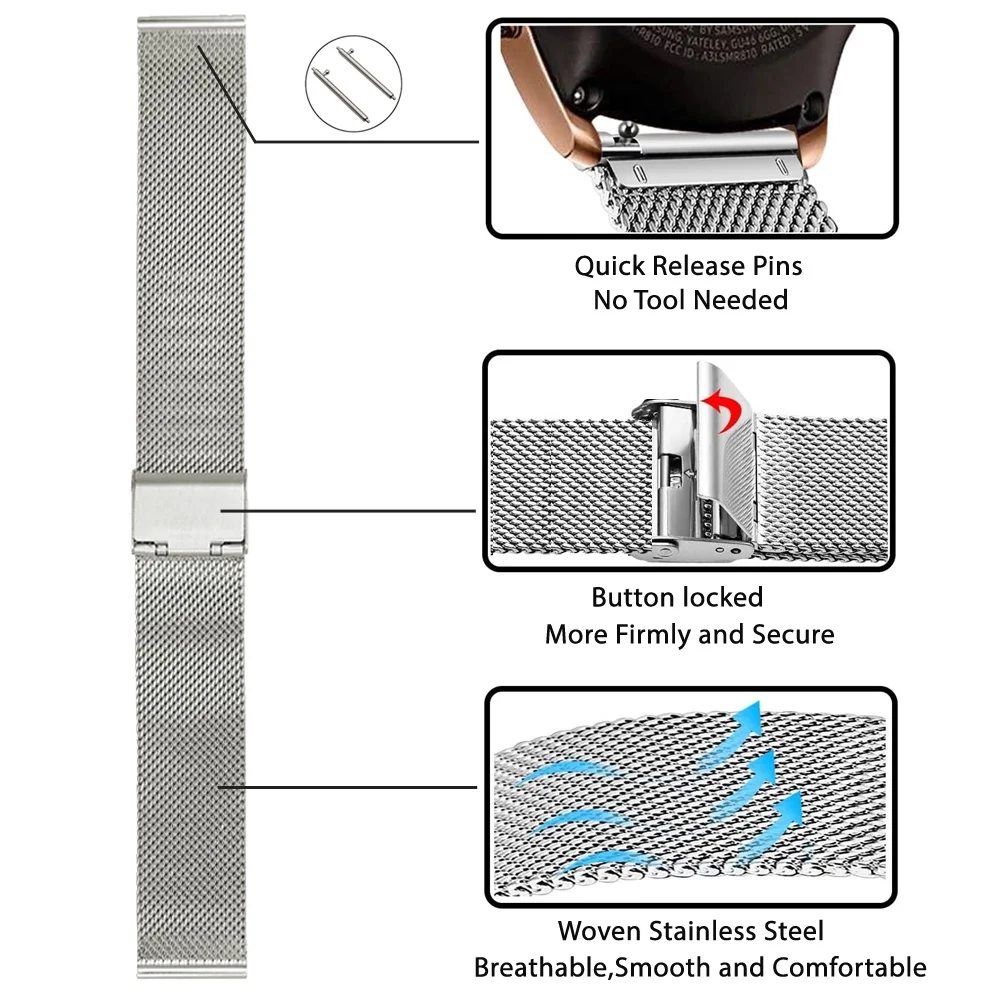 18mm 20mm 22mm 24mm 너비 퀵 릴리스 전체 스테인레스 스틸 시계 밴드 손목 시계 범용 플랫 헤드 시계 스트랩 액세서리
